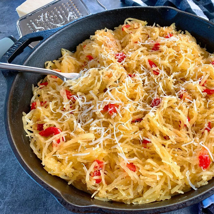 Spaghetti Squash with Roasted Red Peppers and Parmesan Recipe